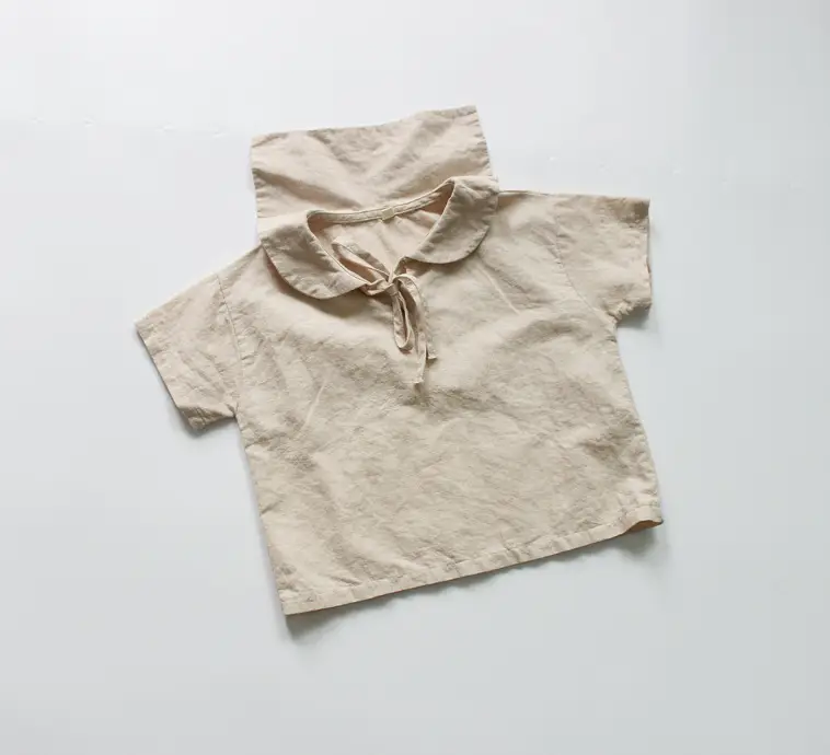 2026 Spring Boys Cotton Linen T-Shirt Brown Beige — feature 29