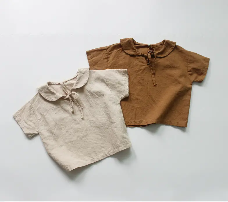 2026 Spring Boys Cotton Linen T-Shirt Brown Beige — feature 4
