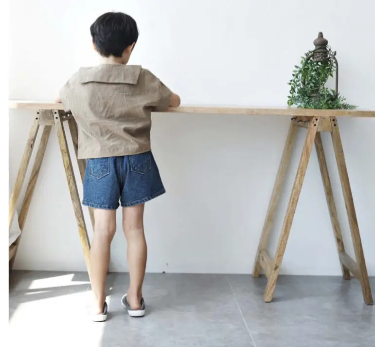 2026 Spring Boys Cotton Linen T-Shirt Brown Beige — feature 8