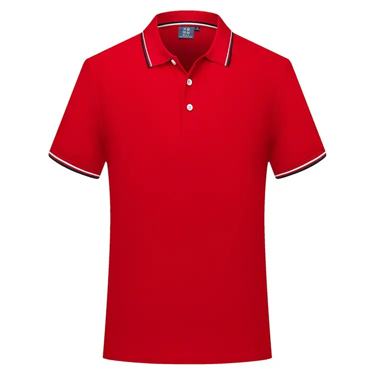 Summer Grey Polo Shirt with Red Blue Trim - Image 12