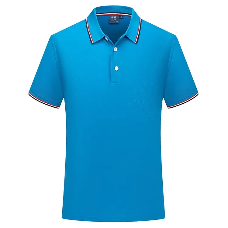 Summer Grey Polo Shirt with Red Blue Trim - Image 7