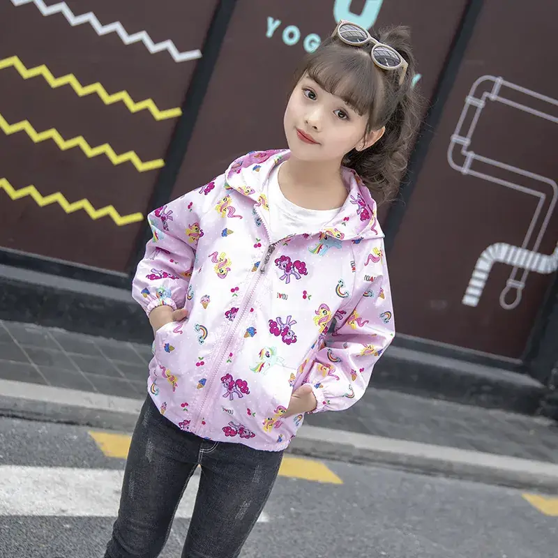 Pink Windproof Kids' Hooded Jacket 2025 Spring - Image 4