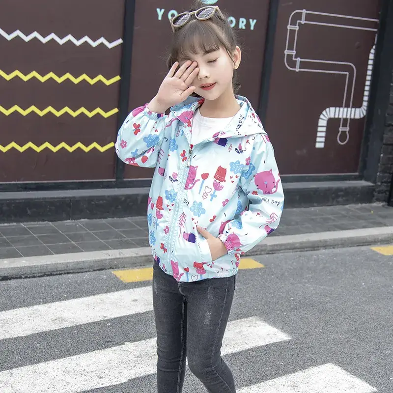 Pink Windproof Kids' Hooded Jacket 2025 Spring - Image 2