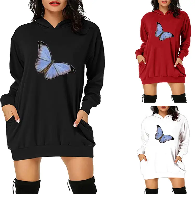 White Butterfly Hoodie with Hip Pocket Design - Image 5
