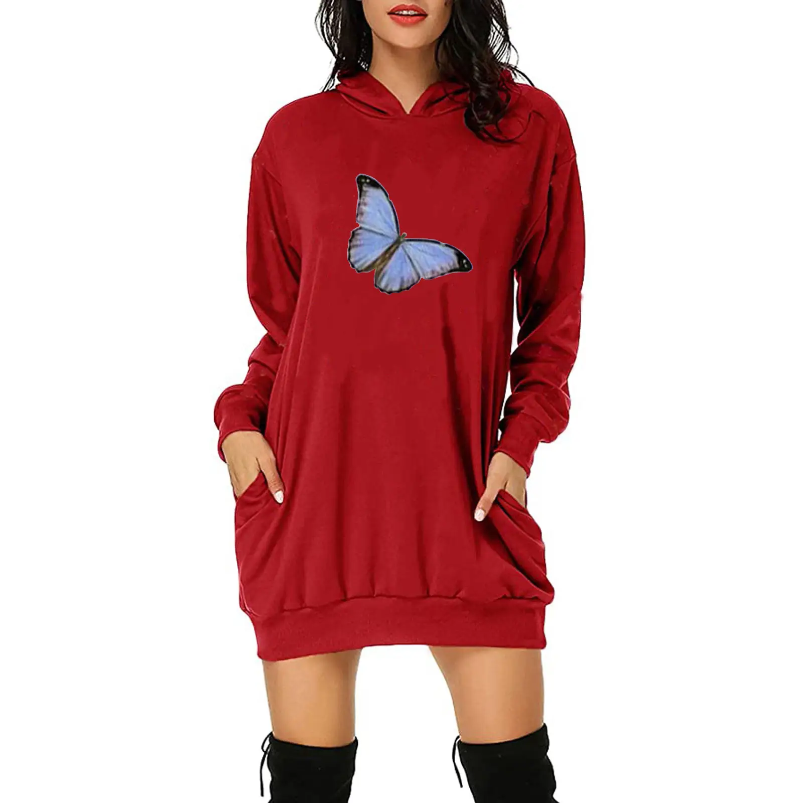 White Butterfly Hoodie with Hip Pocket Design - Image 8