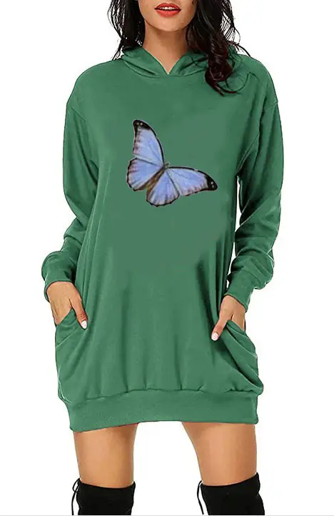 White Butterfly Hoodie with Hip Pocket Design - Image 3