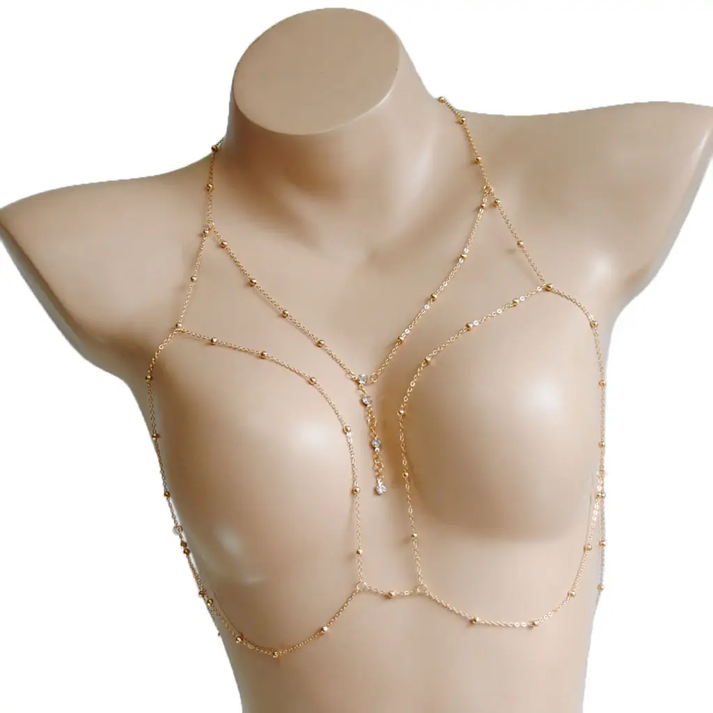 European American Sexy Exaggerated Beach Casual Body Clothing Chain Necklace Flash Diamond Pendant Tassel Necklace - Image 5