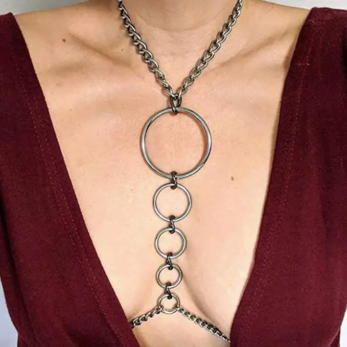 European American Sexy Exaggerated Beach Casual Body Clothing Chain Necklace Flash Diamond Pendant Tassel Necklace — feature 3