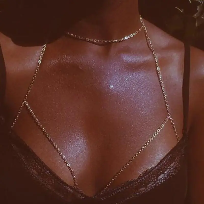 European American Sexy Exaggerated Beach Casual Body Clothing Chain Necklace Flash Diamond Pendant Tassel Necklace — feature 8