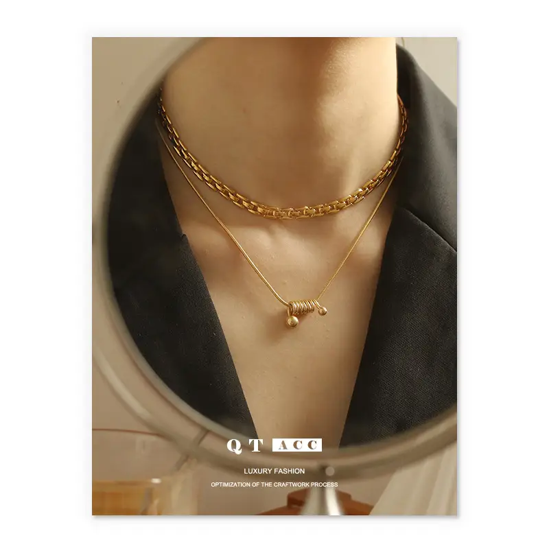 Minimalist Geometric Brass Gold Plated Necklace for Women - Image 3