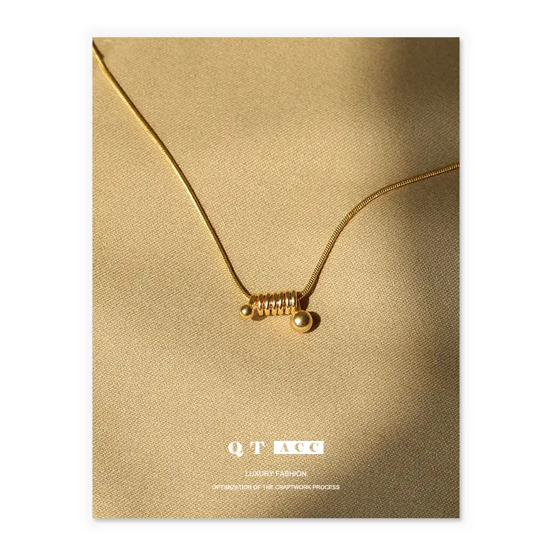 Minimalist Geometric Brass Gold Plated Necklace for Women - Image 4