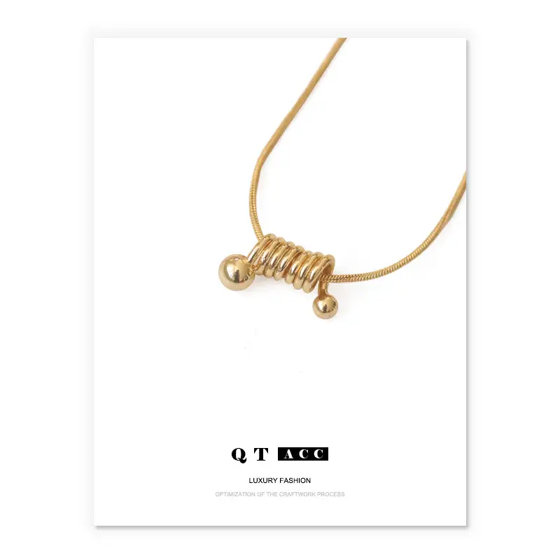 Minimalist Geometric Brass Gold Plated Necklace for Women - Image 5