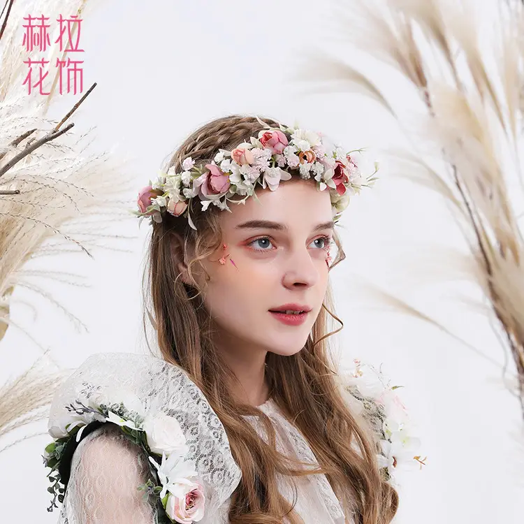 Korean Floral Bridal Headband with Super Fairy Design