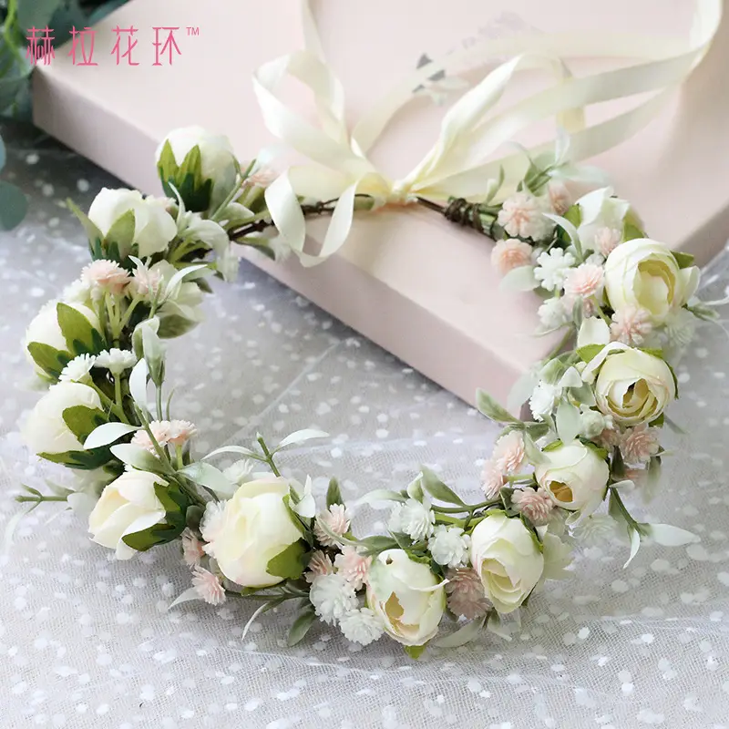 Korean Floral Bridal Headband with Super Fairy Design