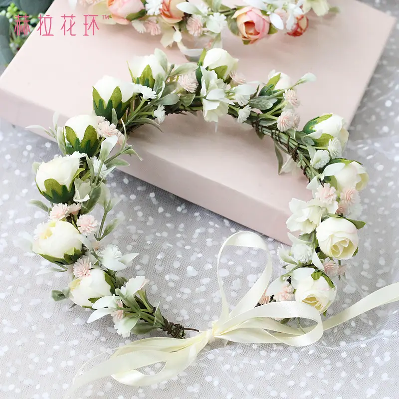 Korean Floral Bridal Headband with Super Fairy Design