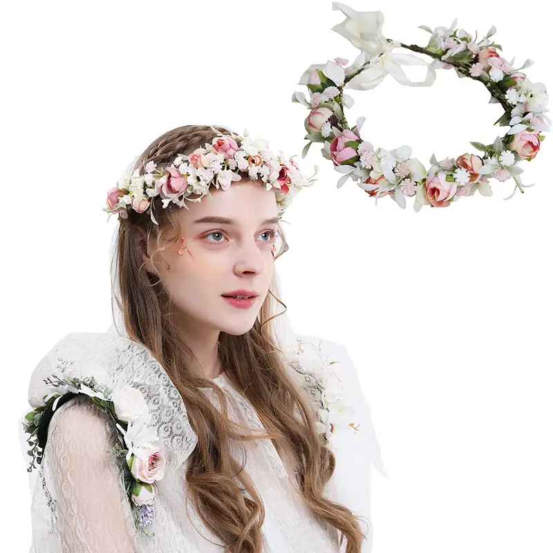 Korean Floral Bridal Headband with Super Fairy Design