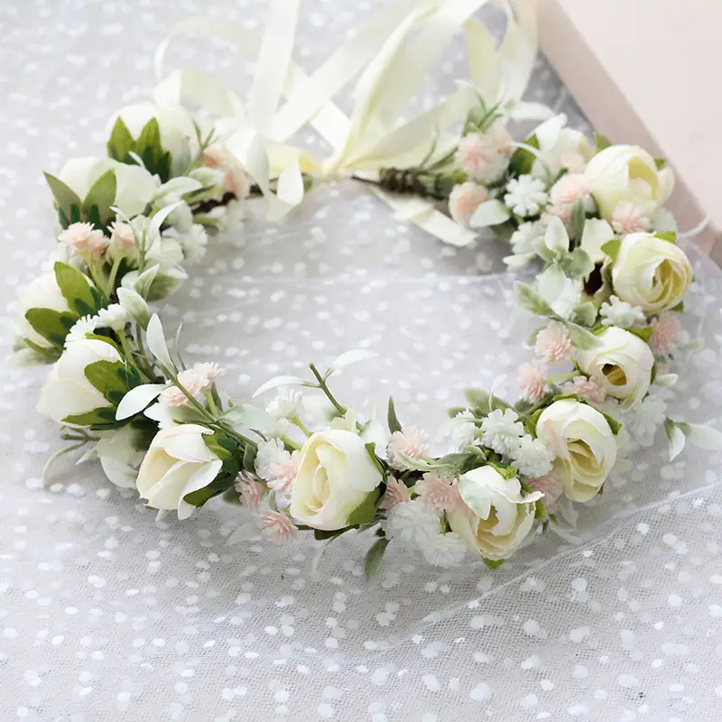 Korean Floral Bridal Headband with Super Fairy Design