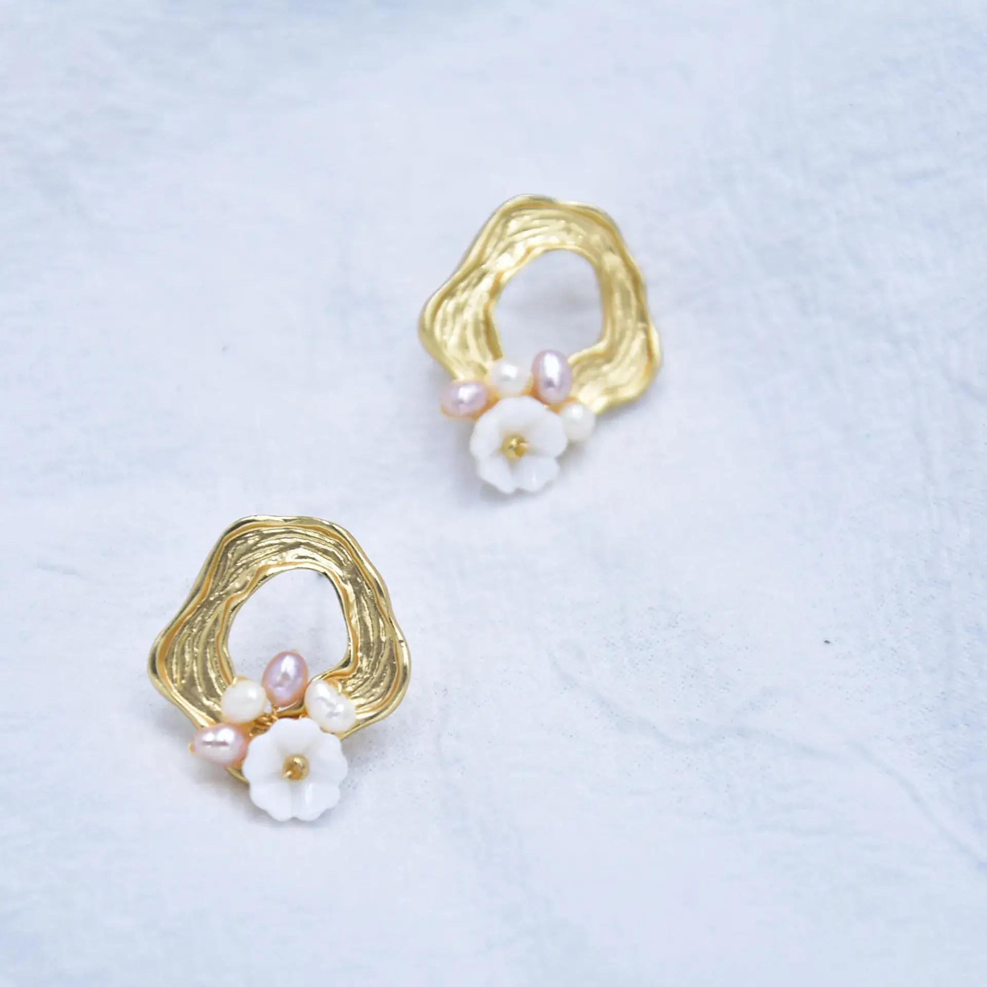 14K Gold Pearl Earrings for Women - Image 2
