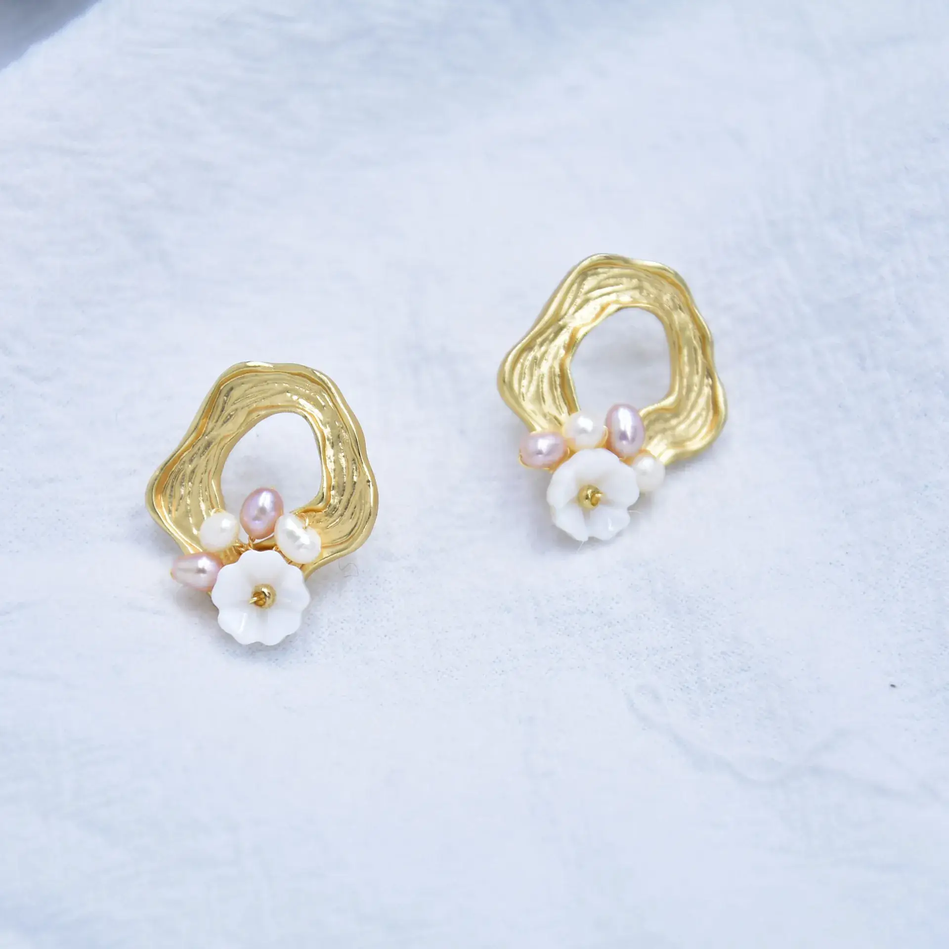 14K Gold Pearl Earrings for Women - Image 5