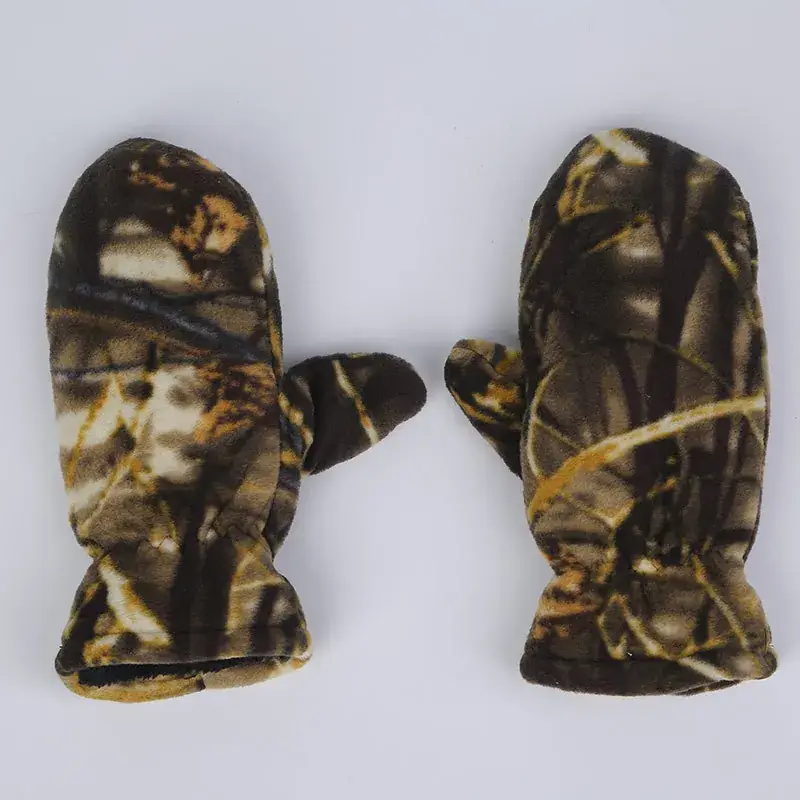 Leopard Camo Fleece Ski Gloves Men Women Warm Winter - Image 2