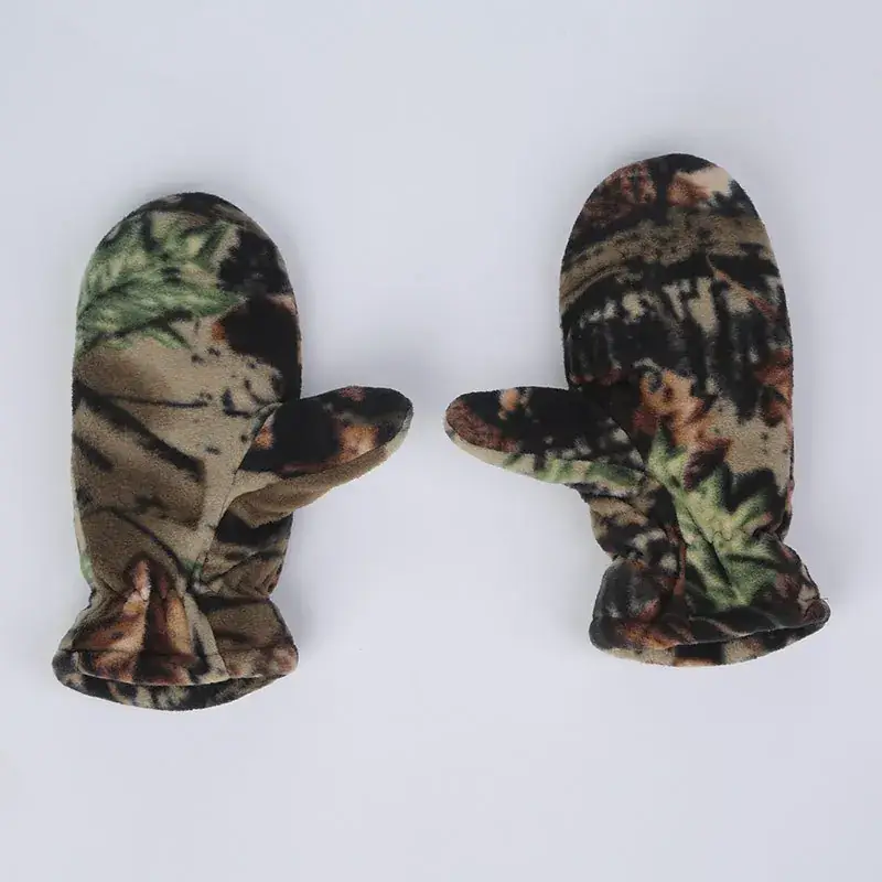 Leopard Camo Fleece Ski Gloves Men Women Warm Winter - Image 3