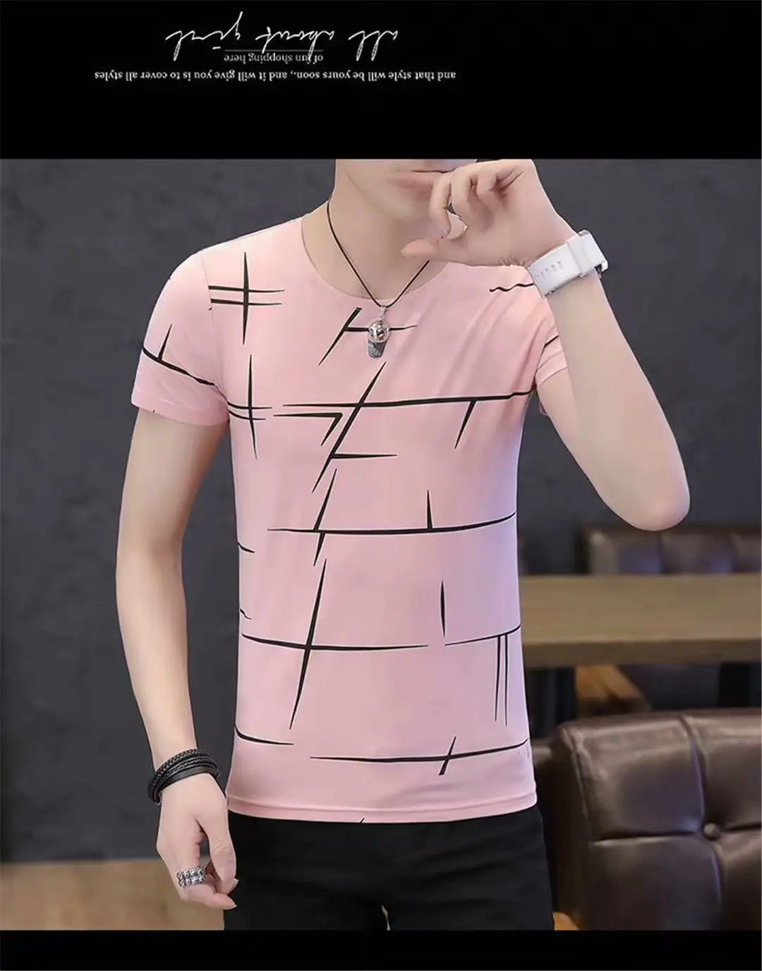 Men White Graphic T-Shirt Short Sleeve Round Neck - Image 2