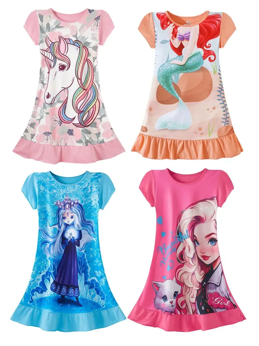 Girls Pink Frozen Print Nightgown Dress - Image 27