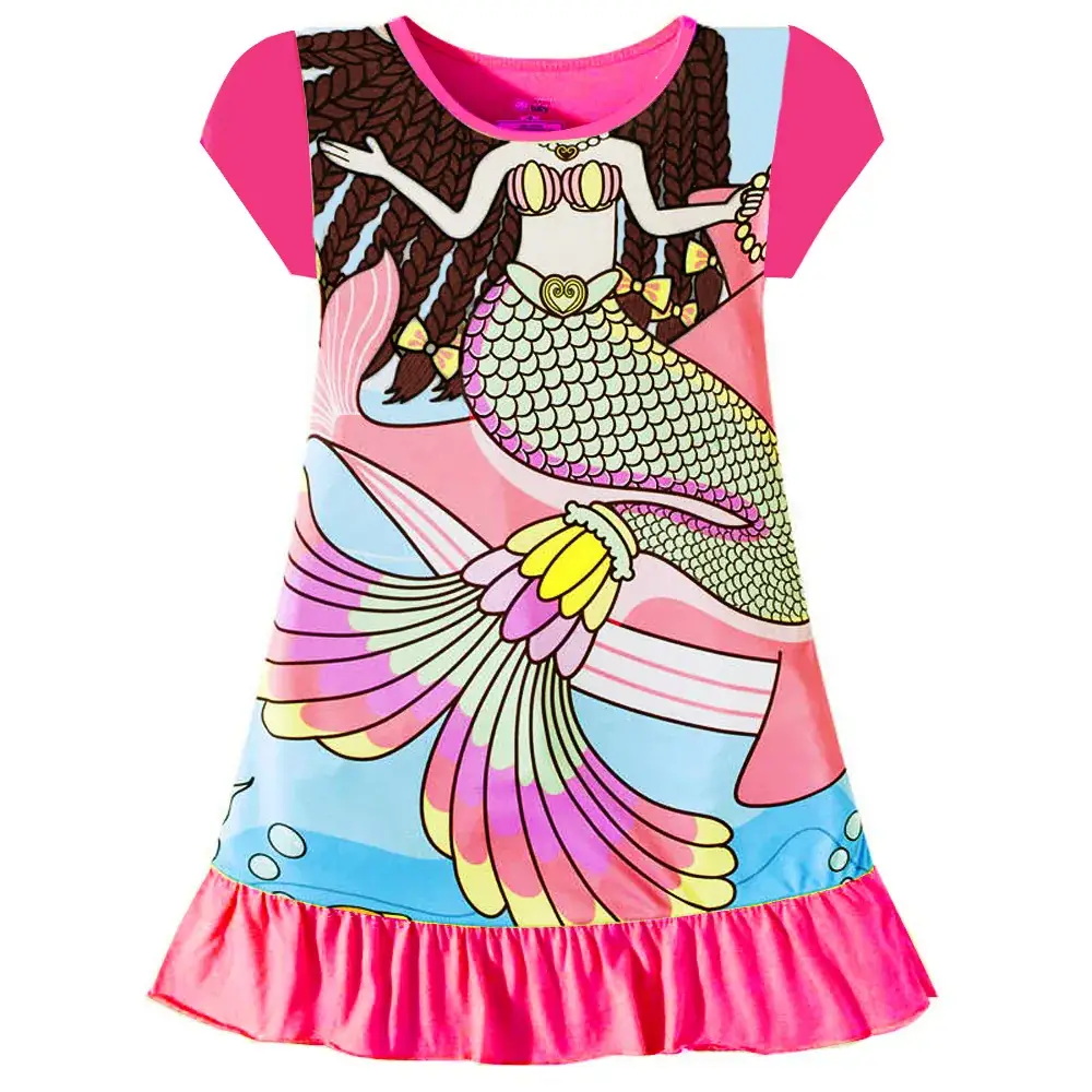 Girls Pink Frozen Print Nightgown Dress - Image 15