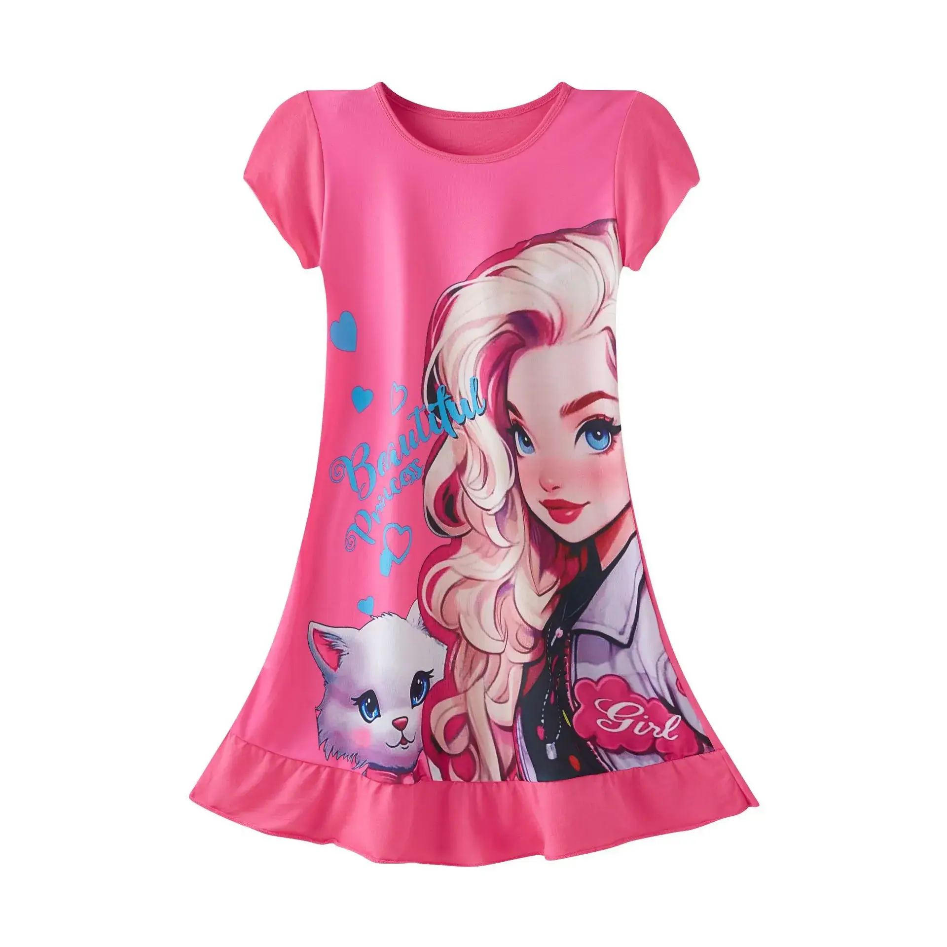 Girls Pink Frozen Print Nightgown Dress - Image 22
