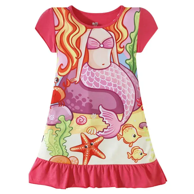 Girls Pink Frozen Print Nightgown Dress - Image 5