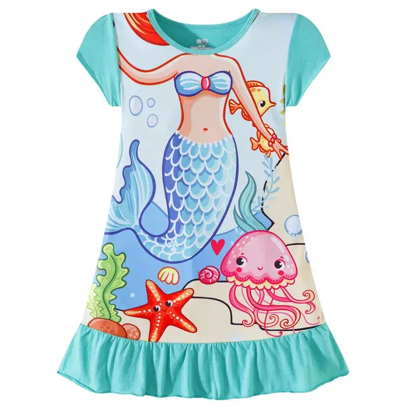 Girls Pink Frozen Print Nightgown Dress - Image 6