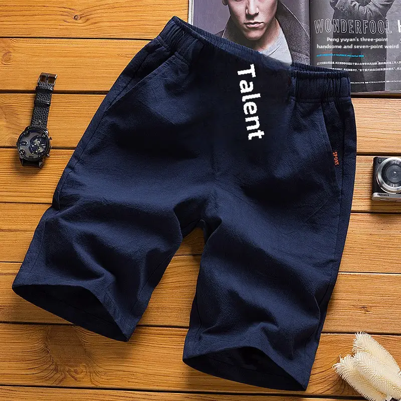 Men Cotton Linen Shorts Beige 2022 Casual Middle - Image 35