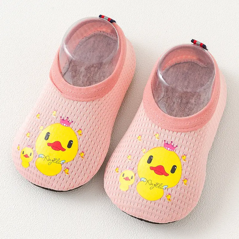Pink Duck Print Baby Floor Socks for Toddler Girls - Image 4