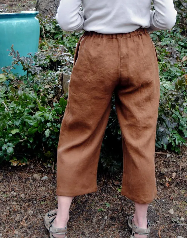 Cotton Linen Ankle Pants Large Loose Slimming - Image 4