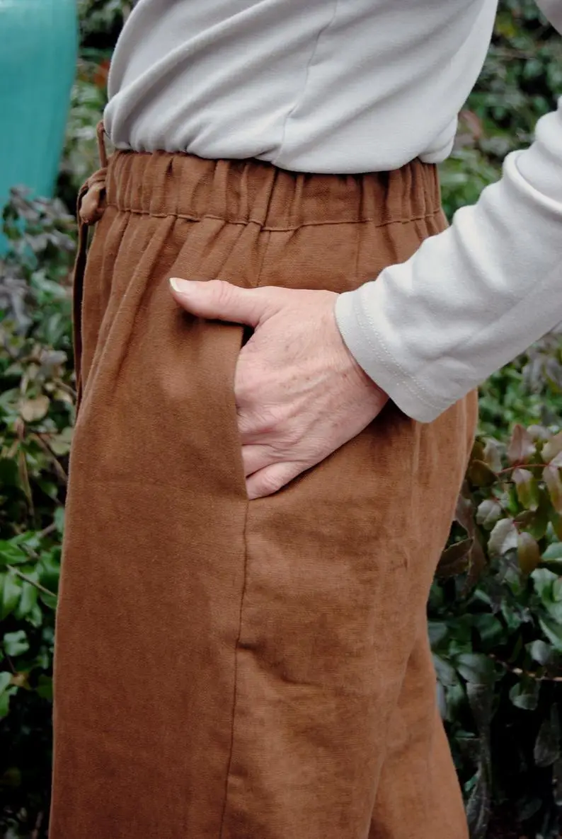 Cotton Linen Ankle Pants Large Loose Slimming - Image 5