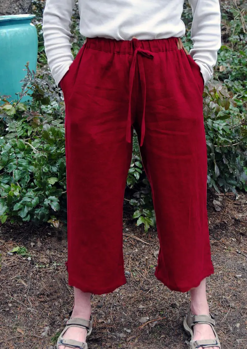Cotton Linen Ankle Pants Large Loose Slimming - Image 6