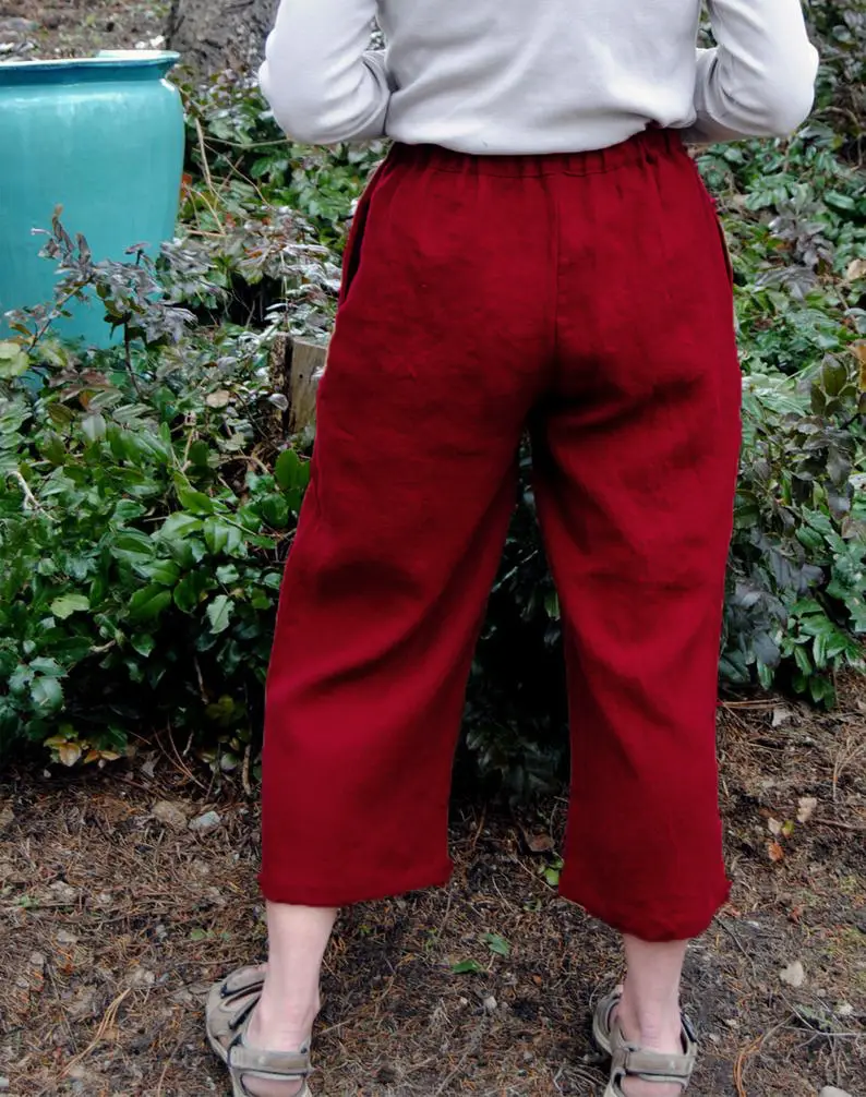 Cotton Linen Ankle Pants Large Loose Slimming - Image 7
