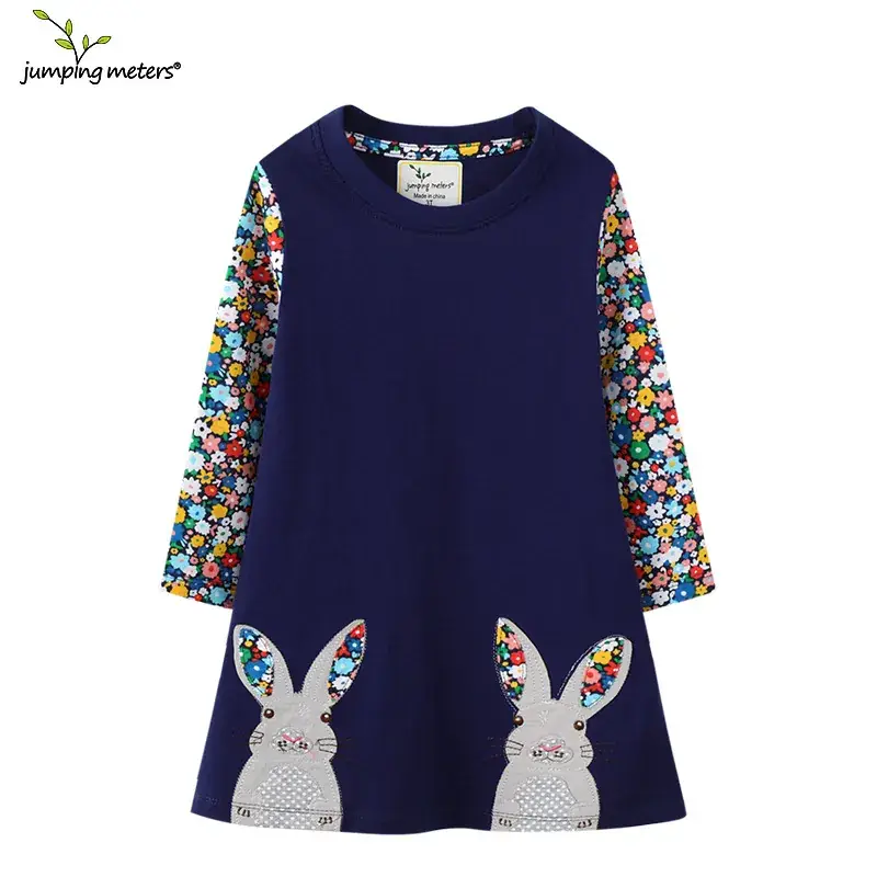 Girls Bunny Embroidered Dress Blue Summer