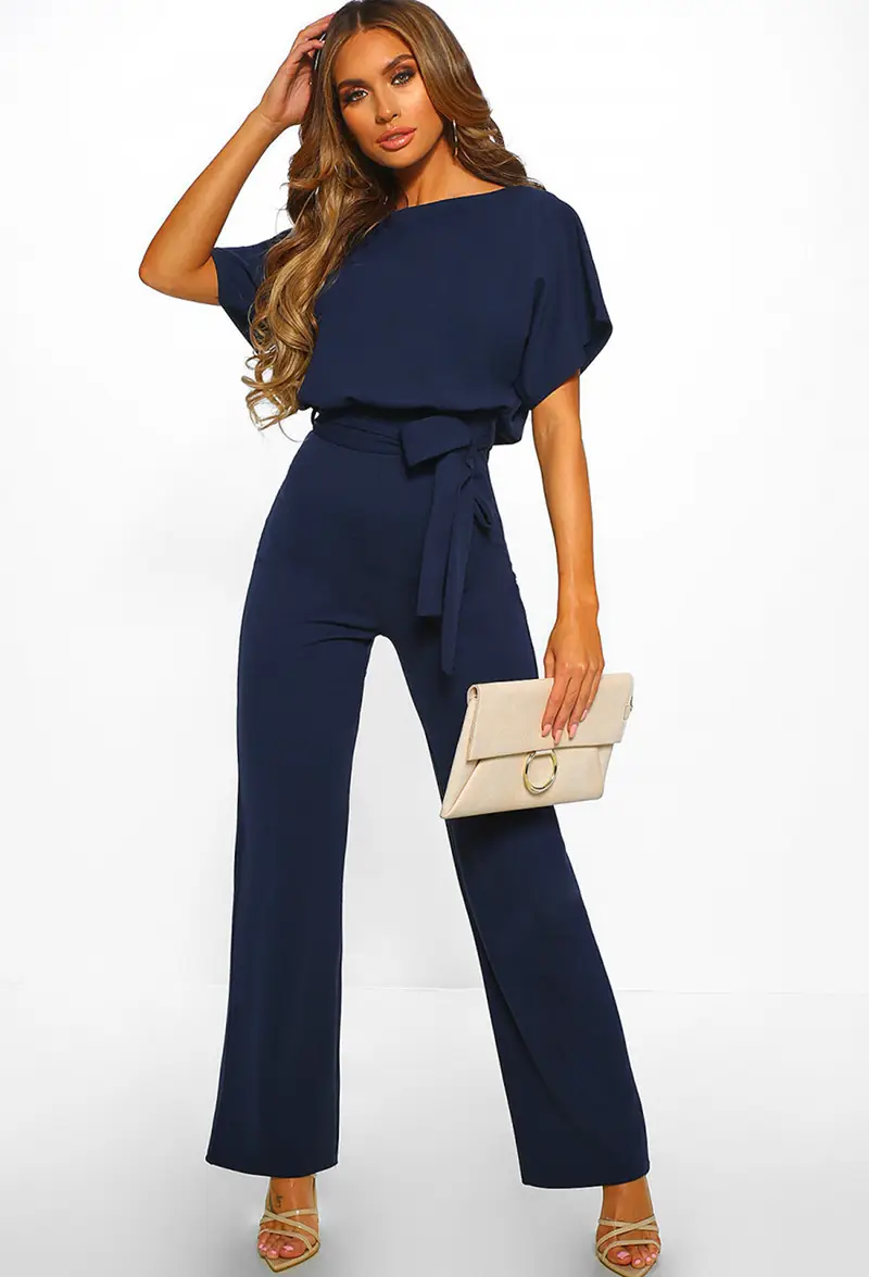 Black Lace-Up Button Jumpsuit Women 2019 Spring Summer - Image 7
