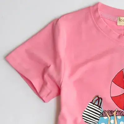 Pink Cotton T-Shirt for Girls Boys Summer Casual Wear - Image 7
