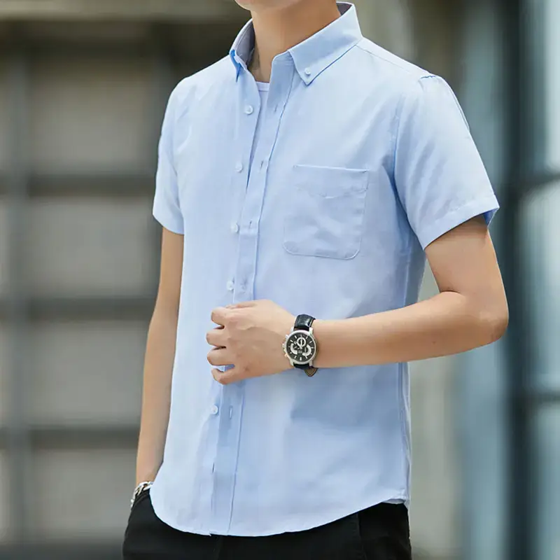 Men's 2024 Slim Oxford Spun Short Sleeve Shirt Grey - Image 2