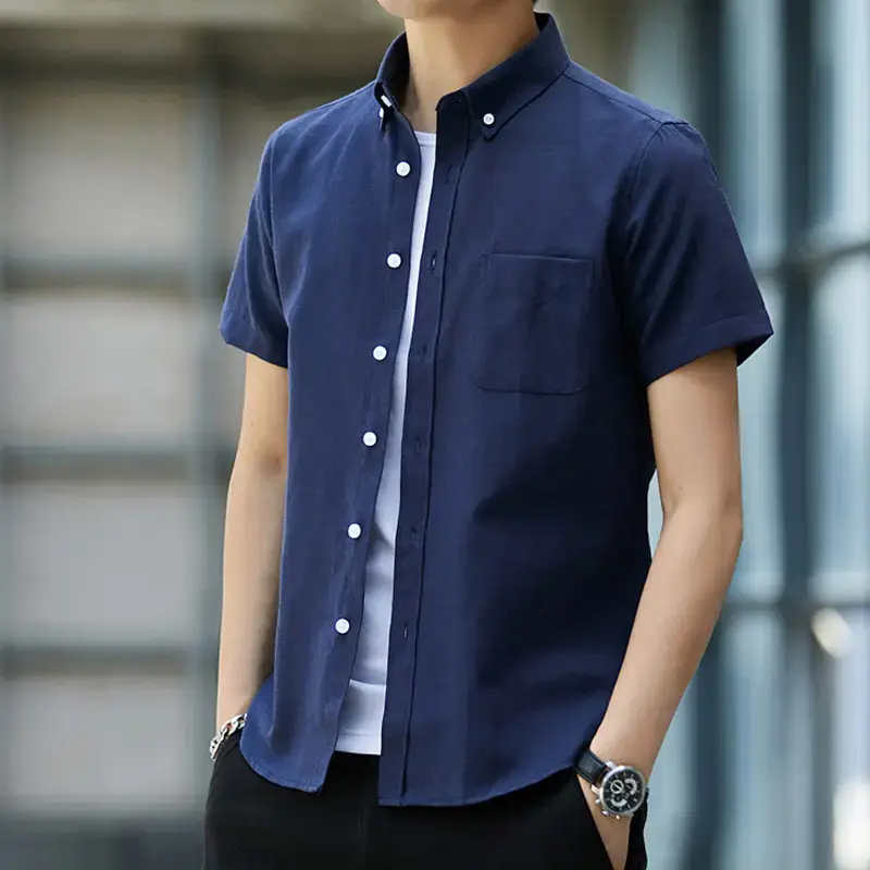 Men's 2024 Slim Oxford Spun Short Sleeve Shirt Grey - Image 5