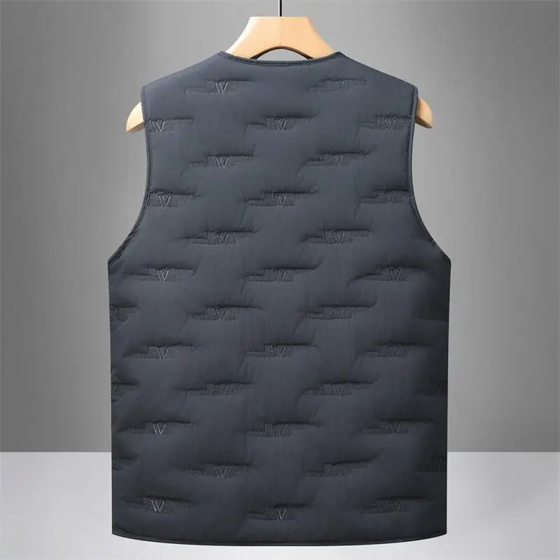 Middle-Aged Men Fleece Sleeveless Vest Winter Warm Black