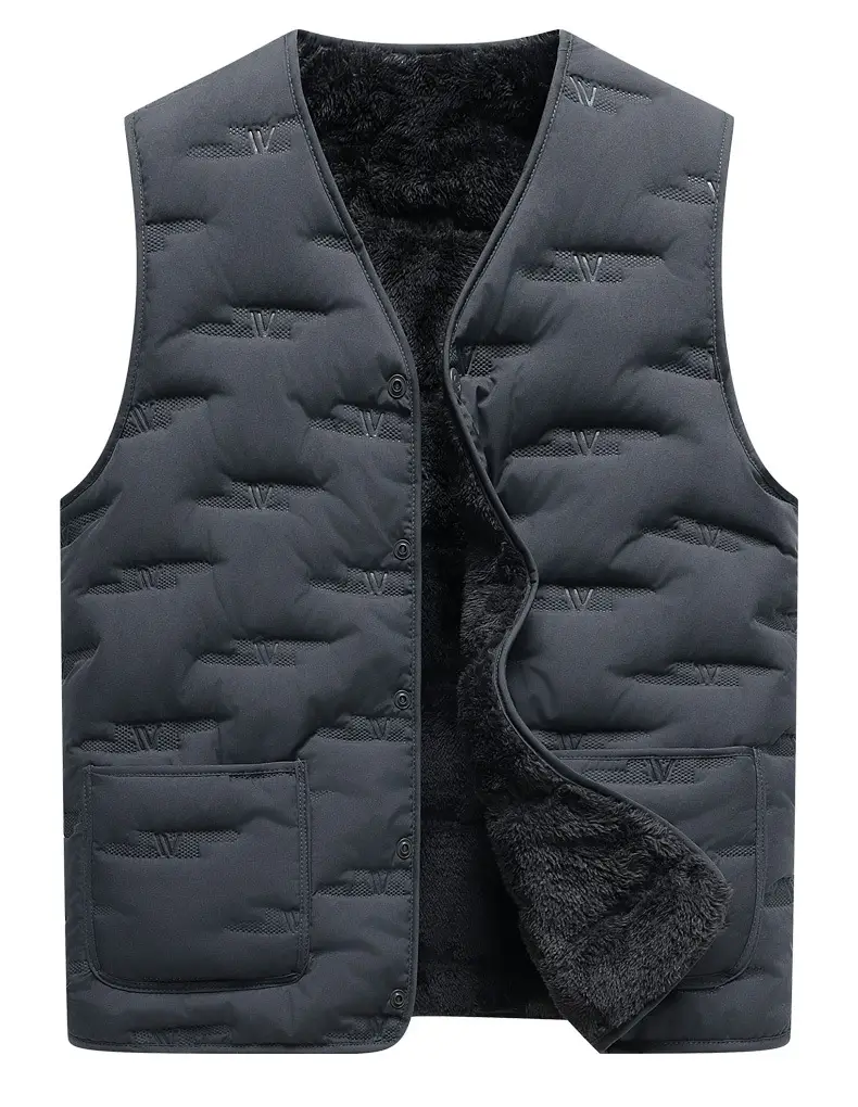 Middle-Aged Men Fleece Sleeveless Vest Winter Warm Black — feature 12