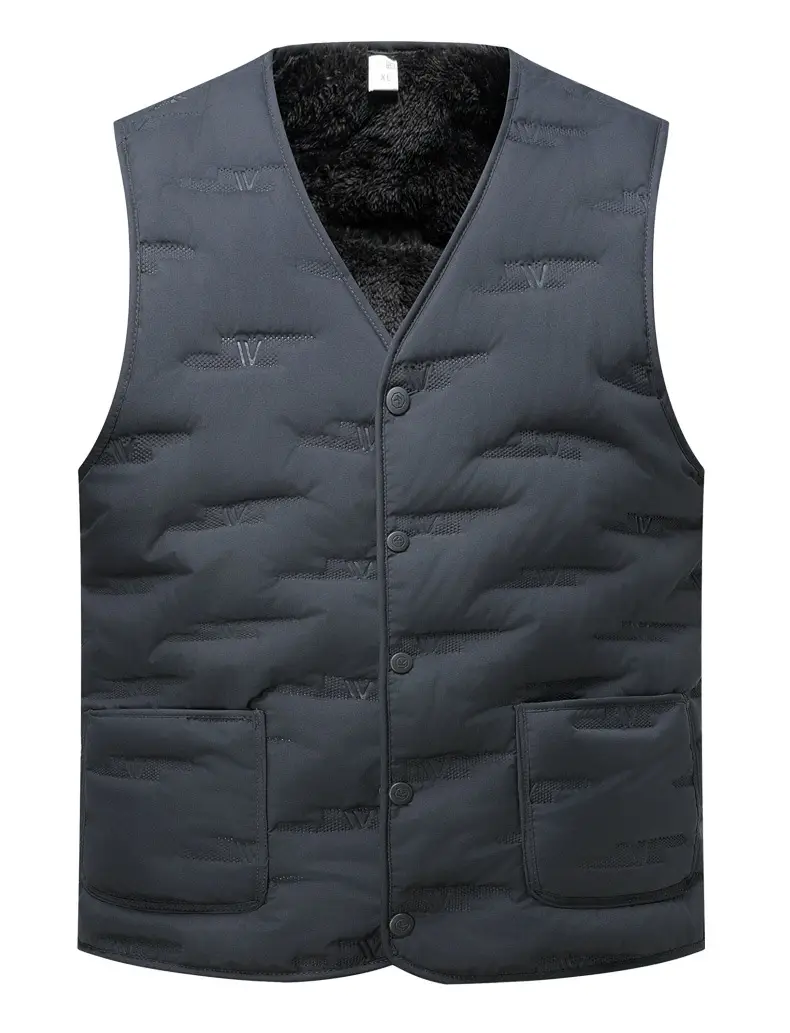 Middle-Aged Men Fleece Sleeveless Vest Winter Warm Black — feature 13