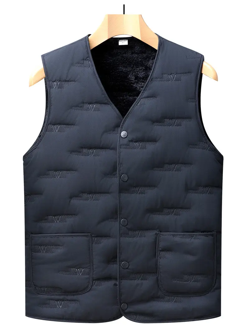 Middle-Aged Men Fleece Sleeveless Vest Winter Warm Black — feature 17