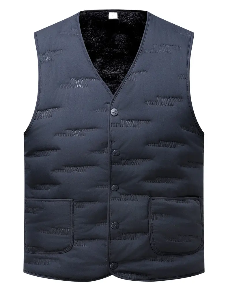 Middle-Aged Men Fleece Sleeveless Vest Winter Warm Black — feature 19