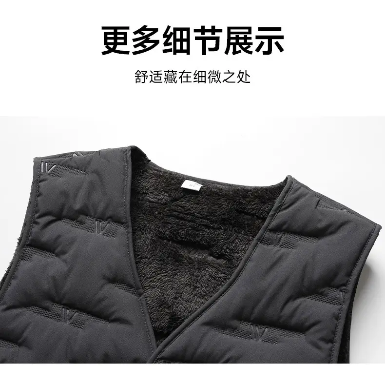 Middle-Aged Men Fleece Sleeveless Vest Winter Warm Black — feature 20
