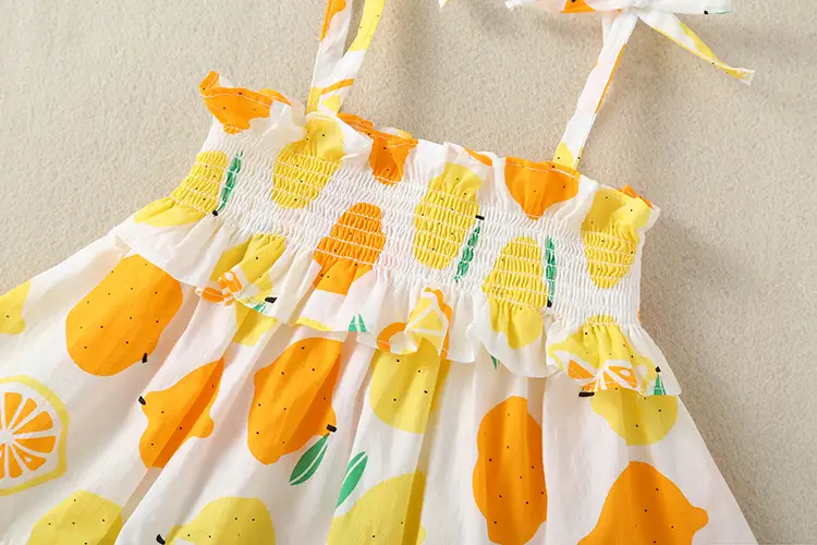 Lemon Print Baby Dress for Girls Summer Wear - Image 6