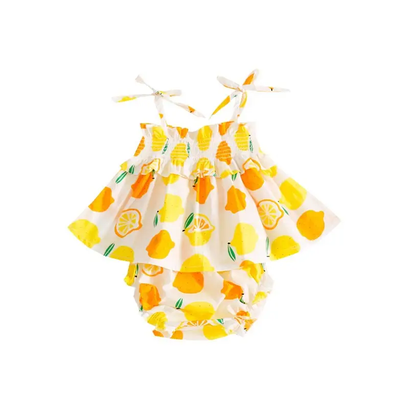 Lemon Print Baby Dress for Girls Summer Wear - Image 7